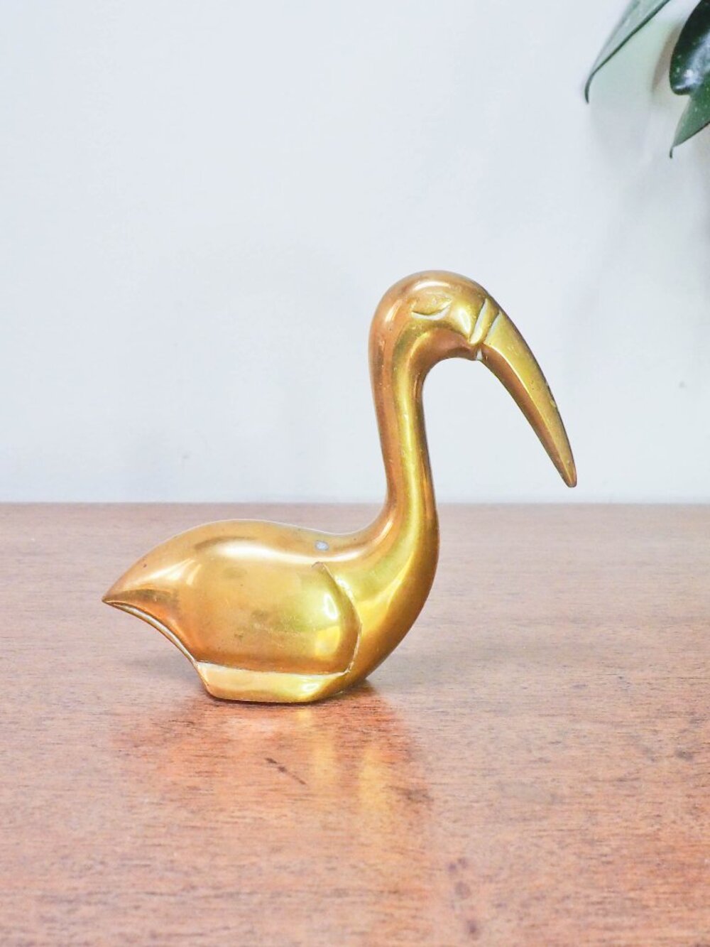 Vtg Brass Bird - 4" Vintage Brass Flamingo Stork Ibis Toucan - Cottagecore